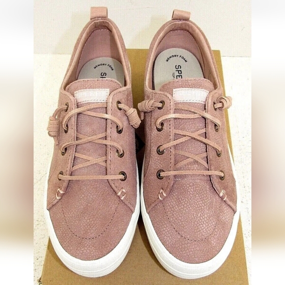 Womens Sperry Top-Sider Crest Vibe Blush Serpent Suede Platform Sneakers 9.5 euc - Picture 3 of 6
